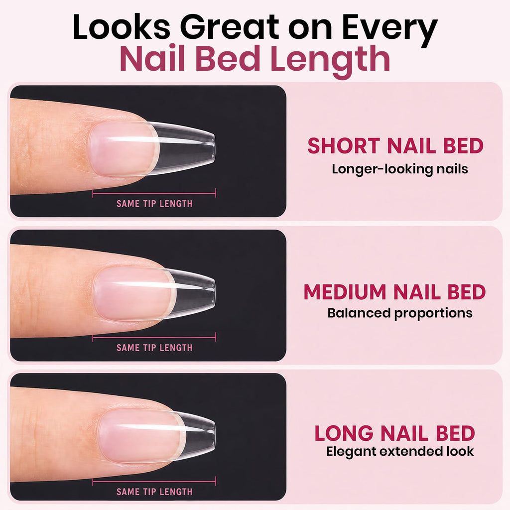 Beetles Soft Gel Nail Tips Short Almond 288pcs in 12 Sizes Etch-X | Pre-Etched Full Cover Acrylic Fake Nails, Salon Quality Nail Supplies, Easy DIY Extension Press On Nails, Gift for Women