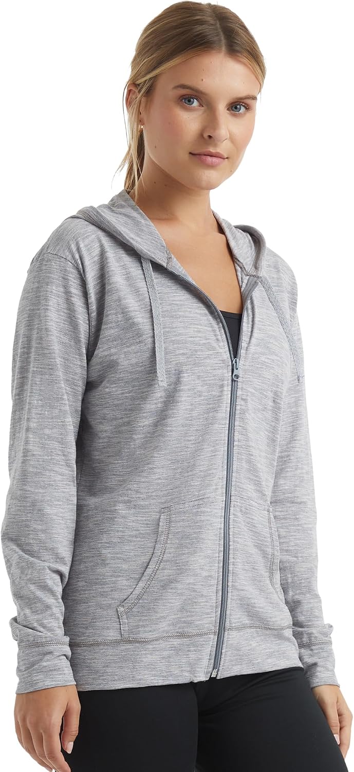 Hanes Women's Lightweight Full Zip Hoodie, Textured Cotton Zip Up, T-Shirt Hoodie