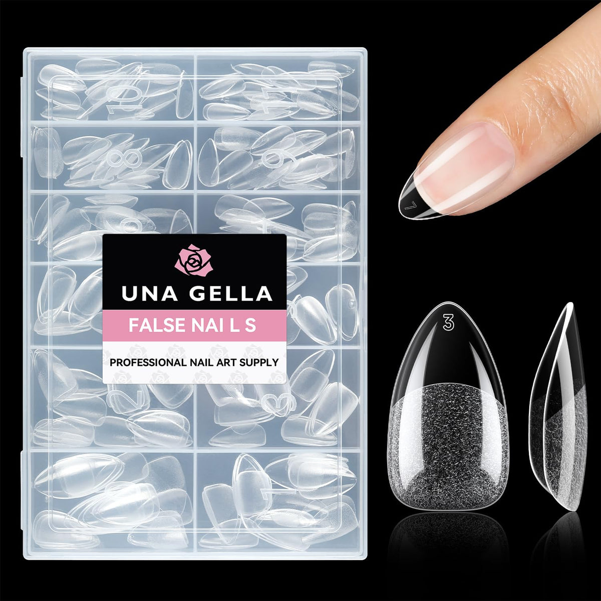 UNA GELLA Short Square Gel Nail Tips Squoval 216pcs Pre-Etched Full Cover | Short Squoval Press on Nails Square Round Oval Clear Acrylic Fake Nails Tips for Nail Extensions Home DIY Salon 12 Sizes