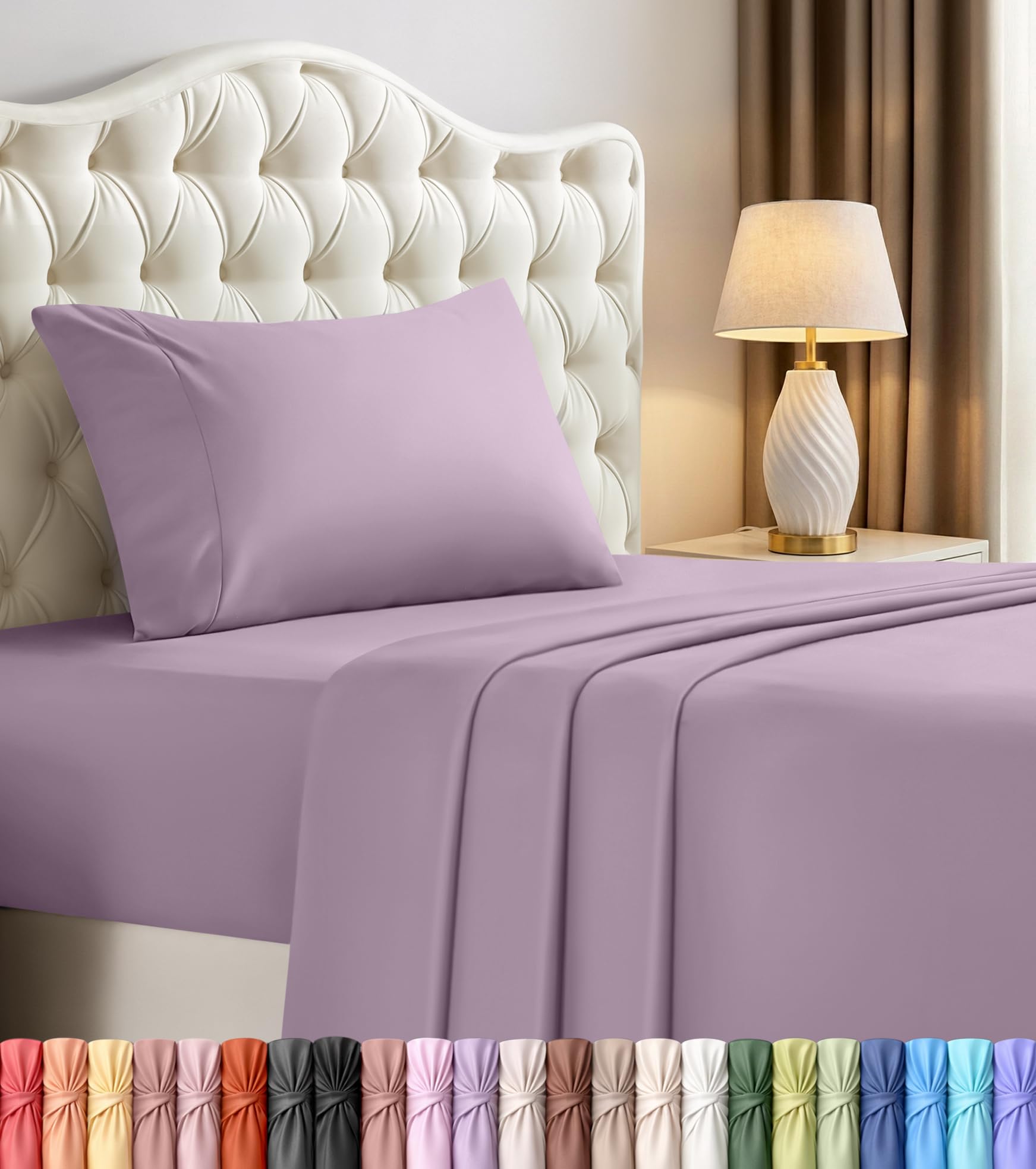 Queen Sheets Set, 4 Pieces 16" Deep Pocket Hotel Luxury Bed Sheets, Grey | Extra Soft Bedsheet Set, Comfy & Breathable Cooling Sheets, Wrinkle & Fade Resistant, Fitted Sheet, Flat Sheet, 2 Pillowcases