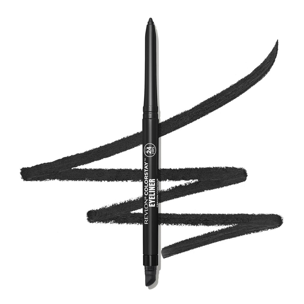 Revlon ColorStay Pencil Waterproof Eyeliner, 201 Black, 2 pack | Waterproof pencil eyeliner with built-in sharpener. Smudge-proof, long-lasting, intense matte color.