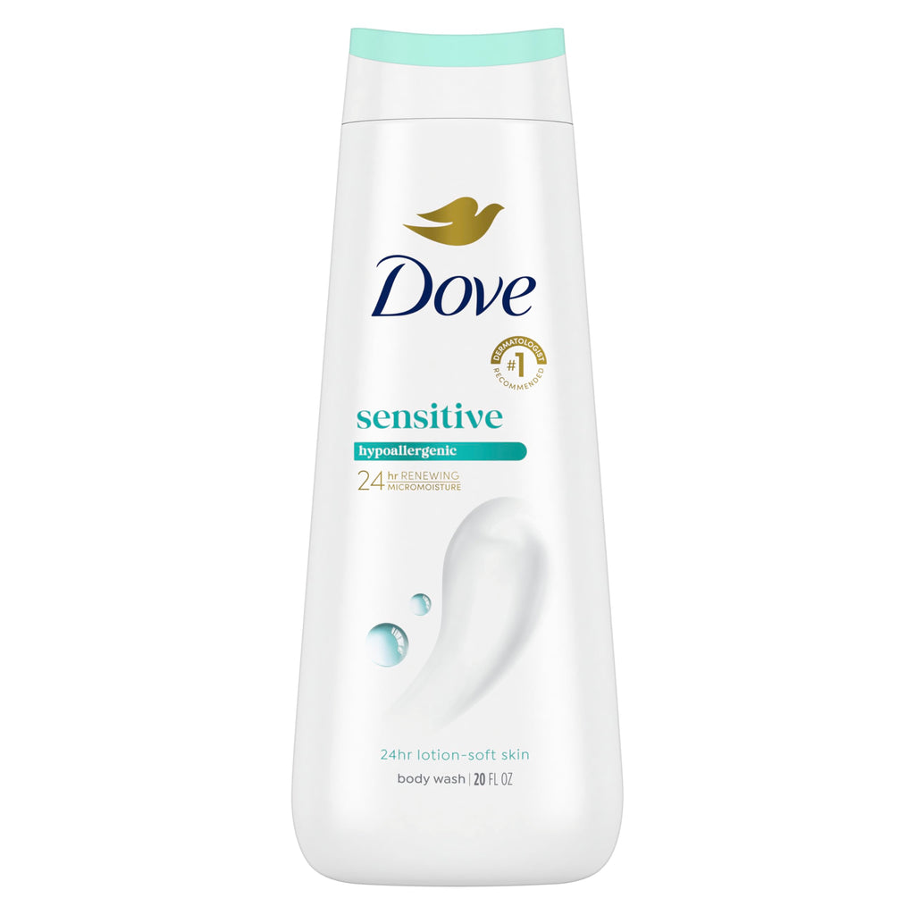 Dove Sensitive Skin Body Wash, 24hr Lotion-Soft Skin, 30.6 oz | Hypoallergenic body wash with MicroMoisture technology for 24-hour hydration and soft skin