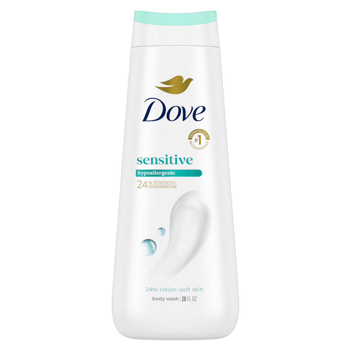 Dove Sensitive Skin Body Wash, 24hr Lotion-Soft Skin, 30.6 oz | Hypoallergenic body wash with MicroMoisture technology for 24-hour hydration and soft skin