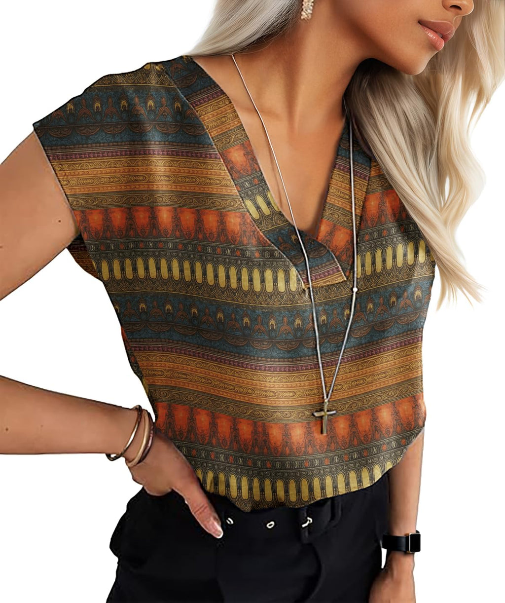 Lepunuo Womens Summer Tops Cap Sleeve Textured Dressy V Neck Shirts 2025 Work Office Blouses Business Casual Outfits