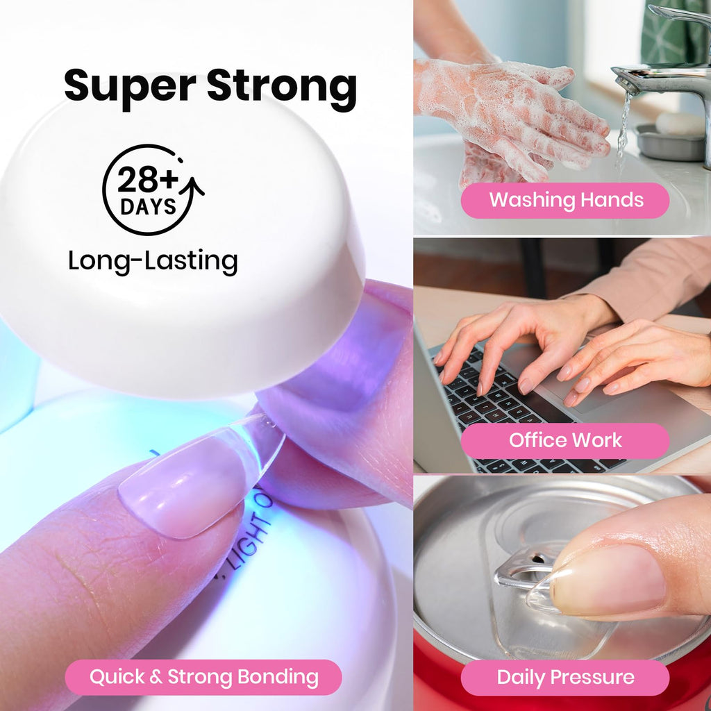 Beetles Soft Gel Nail Tips Short Almond 288pcs in 12 Sizes Etch-X | Pre-Etched Full Cover Acrylic Fake Nails, Salon Quality Nail Supplies, Easy DIY Extension Press On Nails, Gift for Women