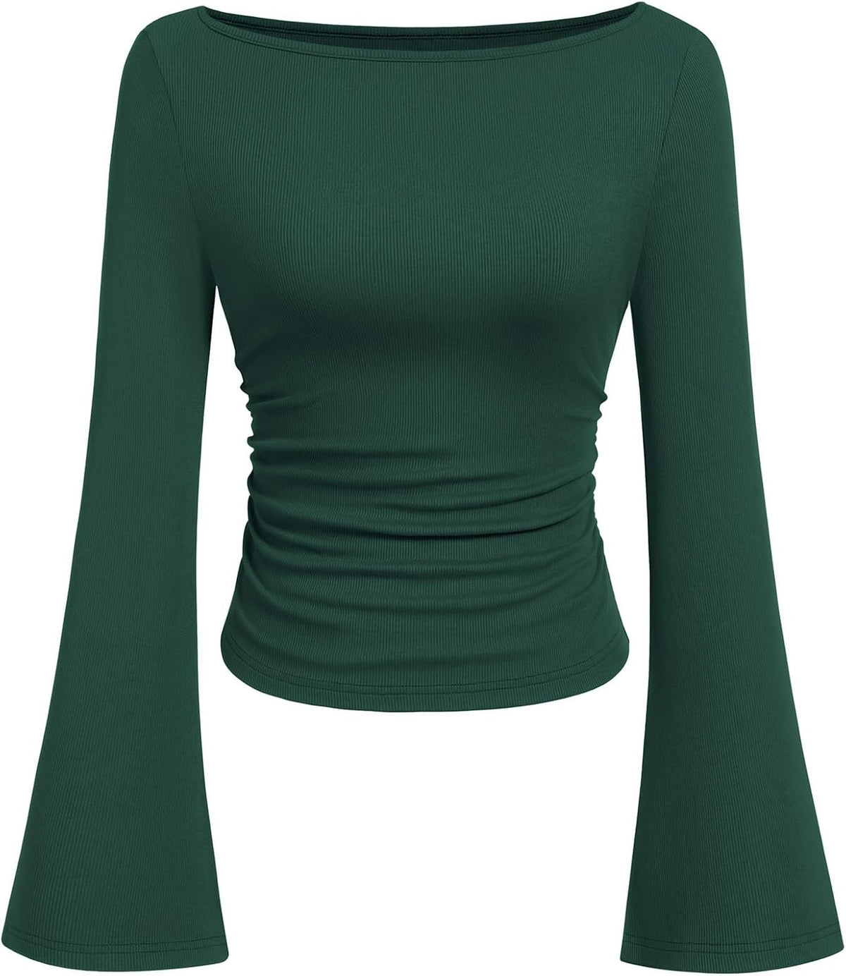 PRETTYGARDEN Womens Bell Long Sleeve Ribbed Knit Tops