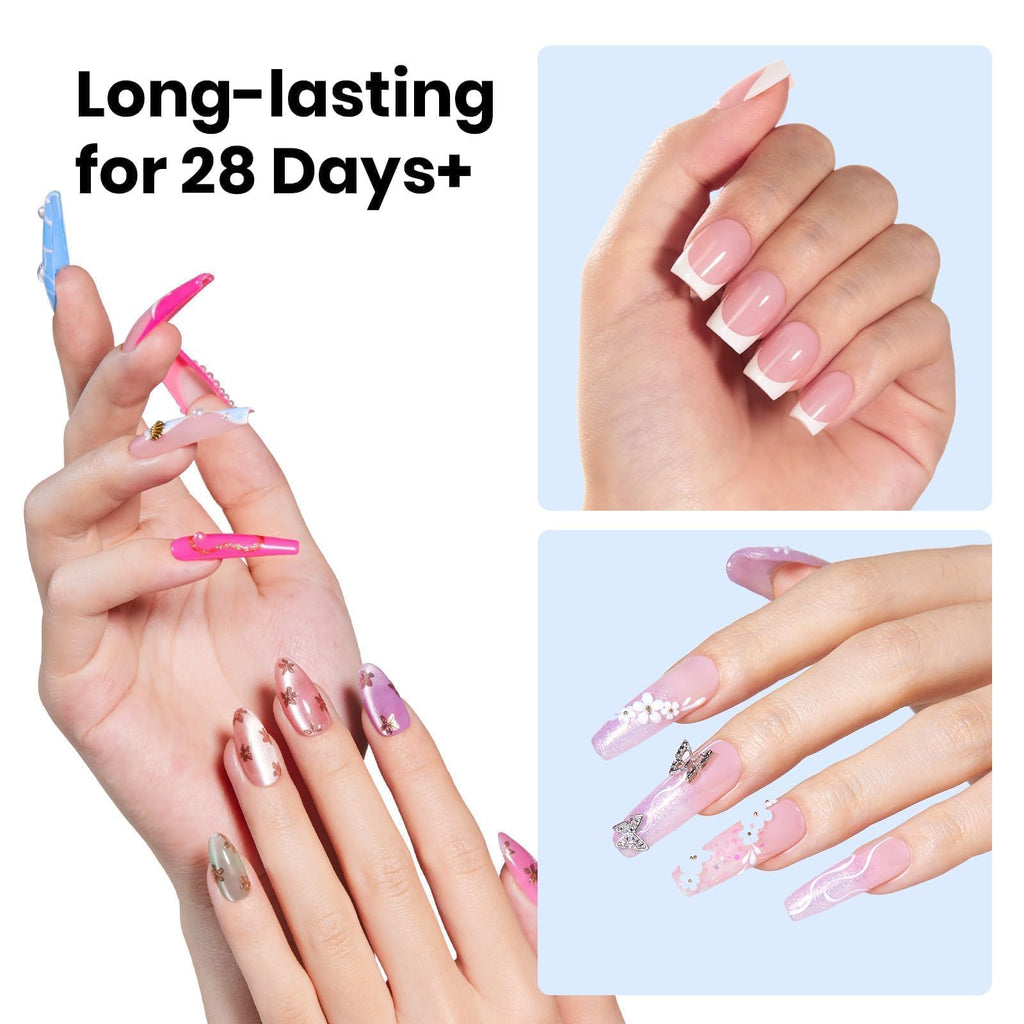 Beetles Soft Gel Nail Tips Short Almond 288pcs in 12 Sizes Etch-X | Pre-Etched Full Cover Acrylic Fake Nails, Salon Quality Nail Supplies, Easy DIY Extension Press On Nails, Gift for Women