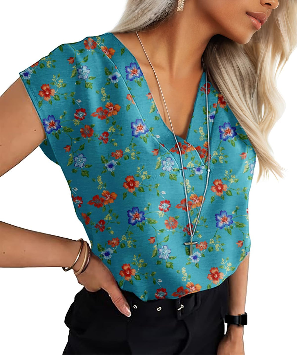 Lepunuo Womens Summer Tops Cap Sleeve Textured Dressy V Neck Shirts 2025 Work Office Blouses Business Casual Outfits