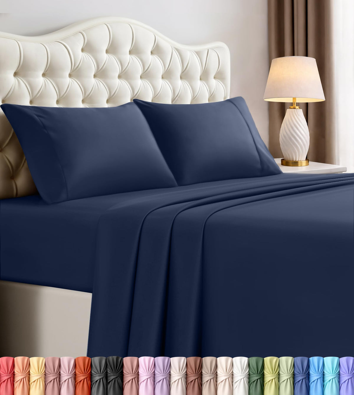 Queen Sheets Set, 4 Pieces 16" Deep Pocket Hotel Luxury Bed Sheets, Grey | Extra Soft Bedsheet Set, Comfy & Breathable Cooling Sheets, Wrinkle & Fade Resistant, Fitted Sheet, Flat Sheet, 2 Pillowcases