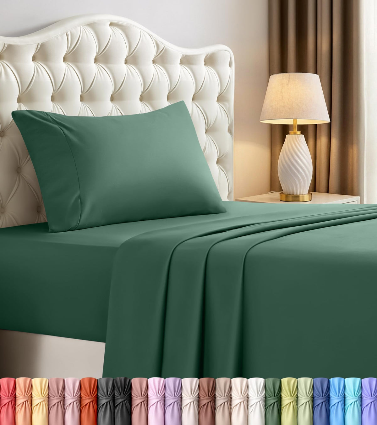 Queen Sheets Set, 4 Pieces 16" Deep Pocket Hotel Luxury Bed Sheets, Grey | Extra Soft Bedsheet Set, Comfy & Breathable Cooling Sheets, Wrinkle & Fade Resistant, Fitted Sheet, Flat Sheet, 2 Pillowcases