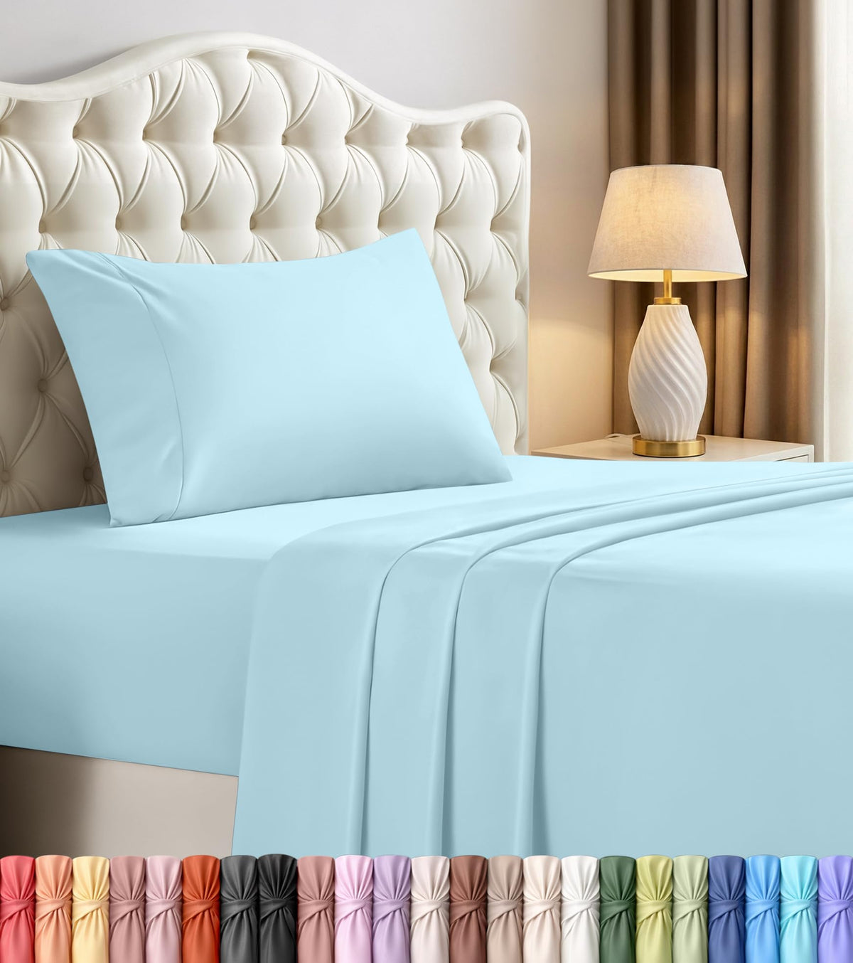 Queen Sheets Set, 4 Pieces 16" Deep Pocket Hotel Luxury Bed Sheets, Grey | Extra Soft Bedsheet Set, Comfy & Breathable Cooling Sheets, Wrinkle & Fade Resistant, Fitted Sheet, Flat Sheet, 2 Pillowcases