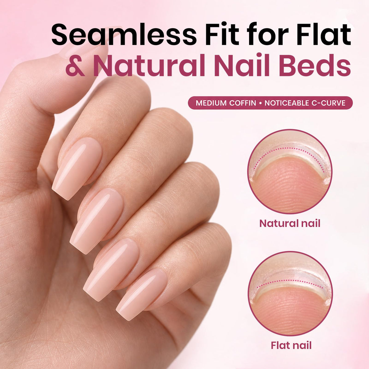 Beetles Soft Gel Nail Tips Short Almond 288pcs in 12 Sizes Etch-X | Pre-Etched Full Cover Acrylic Fake Nails, Salon Quality Nail Supplies, Easy DIY Extension Press On Nails, Gift for Women