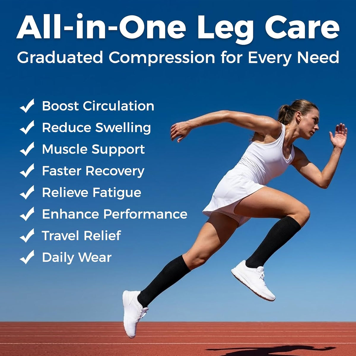Compression Socks for Women & Men 15-20 mmHg, Knee High, 3 Pairs | Graduated Compression, Supports Circulation, Ideal for Nurses, Pregnancy, Travel, Flights, Running & Athletic Edema