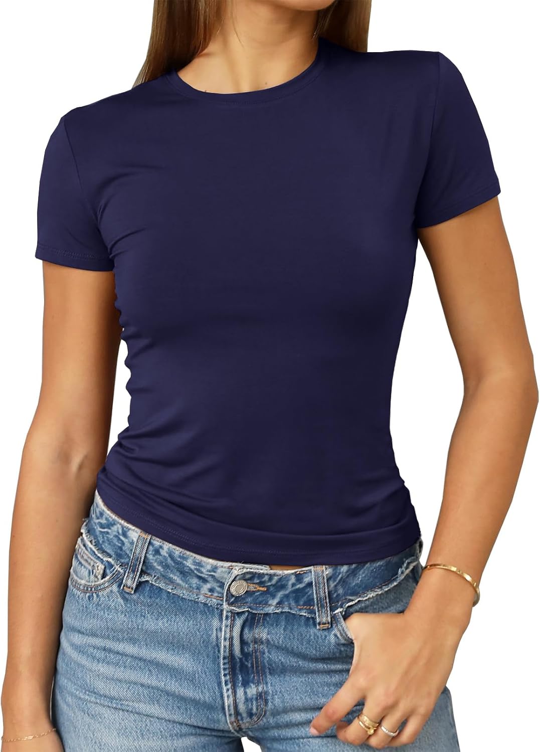 Abardsion Women's Casual Basic Slim Fit T Shirts