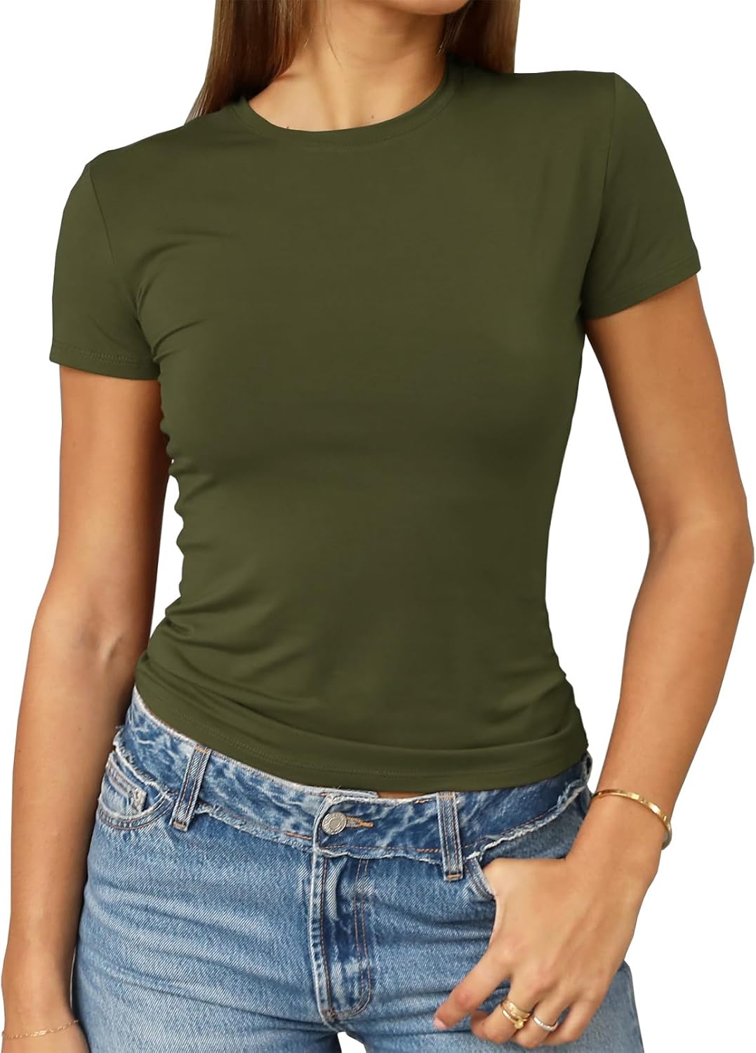Abardsion Women's Casual Basic Slim Fit T Shirts
