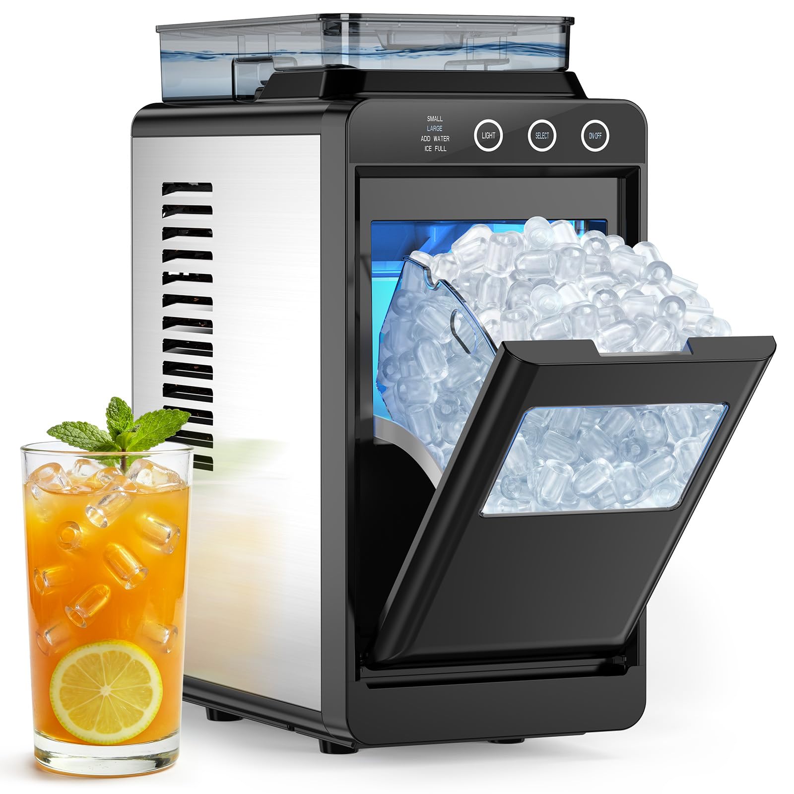 COWSAR Nugget Countertop Ice Maker, Automatic Ice Dispenser, 33 lbs/Day Chewable Pellet Ice Machine with Self-Cleaning & Measured Dispensing, Portable Ice Maker for Home, Kitchen, Office