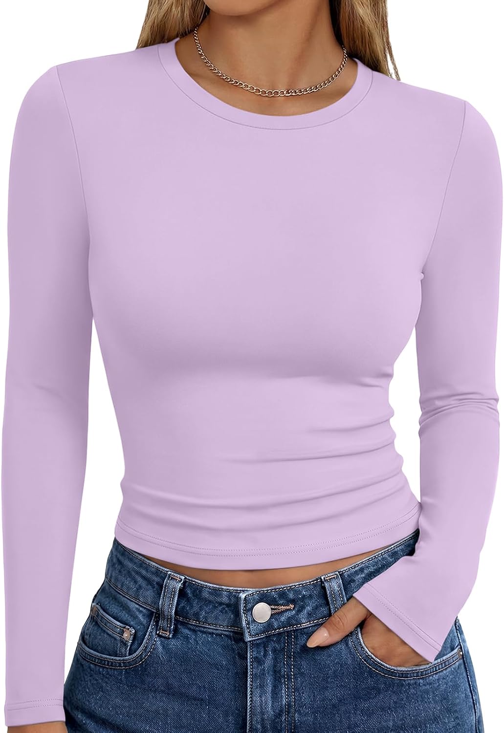 Trendy Queen Womens Long Sleeve T Shirts Fall Fashion Basic Y2K Tops 2026