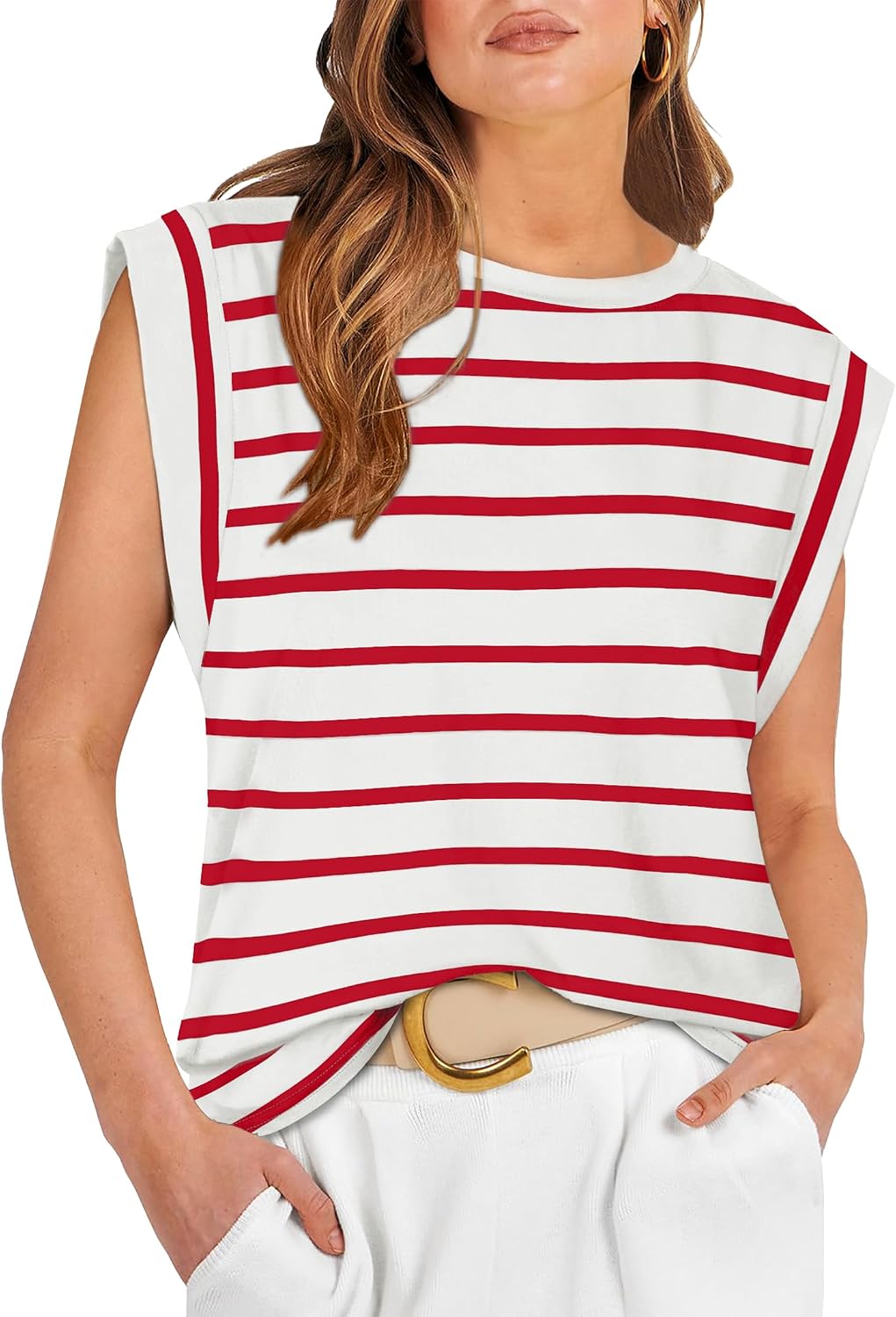 WIHOLL Cap Sleeve Tops for Women Summer Top Basic Tee Shirts Business Casual Tank Loose Fit 2026 Fashion