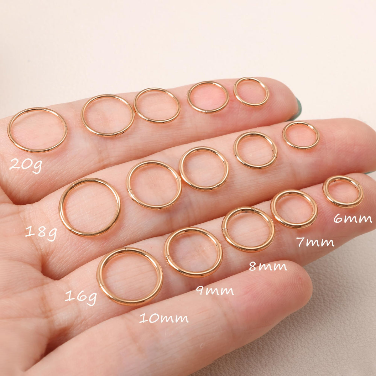 20G 18G 16G Titanium Nose Ring Hoop, Cartilage Hoop Earrings for Women Men Silver Gold Nose Ring Septum Ring Tragus Conch Helix Daith Lip Piercing Jewelry 6mm/7mm/8mm/9mm/10mm