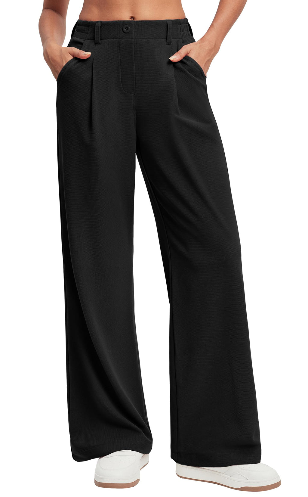 Ewedoos Wide Leg Dress Work Pants for Women Business Casual Office Outfits | Stretchy Pull on Slacks Trousers, Wrinkle-Resistant, 2 Side Pockets, Comfy for All-Day Wear, Business Casual, Travel,Teacher