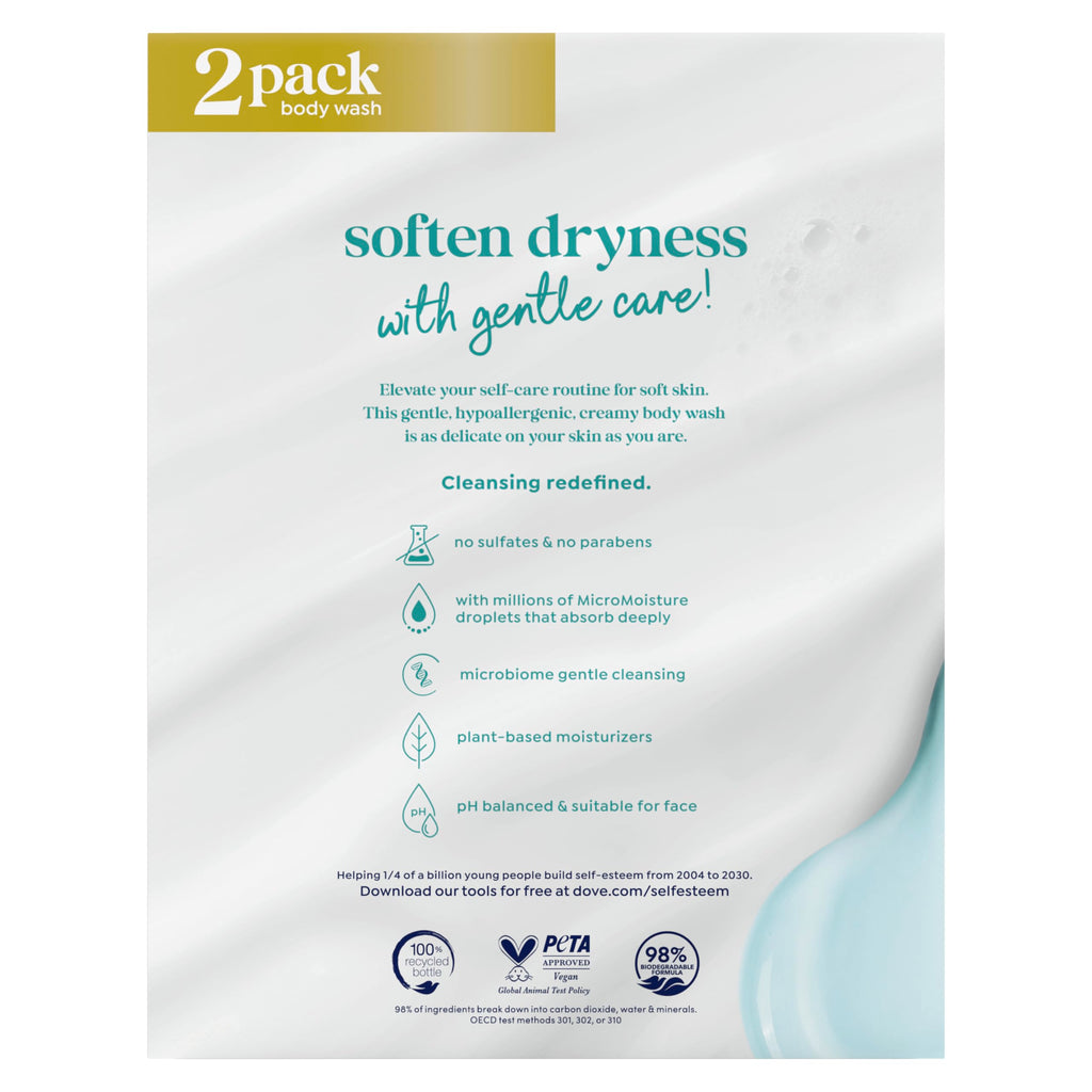 Dove Sensitive Skin Body Wash, 24hr Lotion-Soft Skin, 30.6 oz | Hypoallergenic body wash with MicroMoisture technology for 24-hour hydration and soft skin