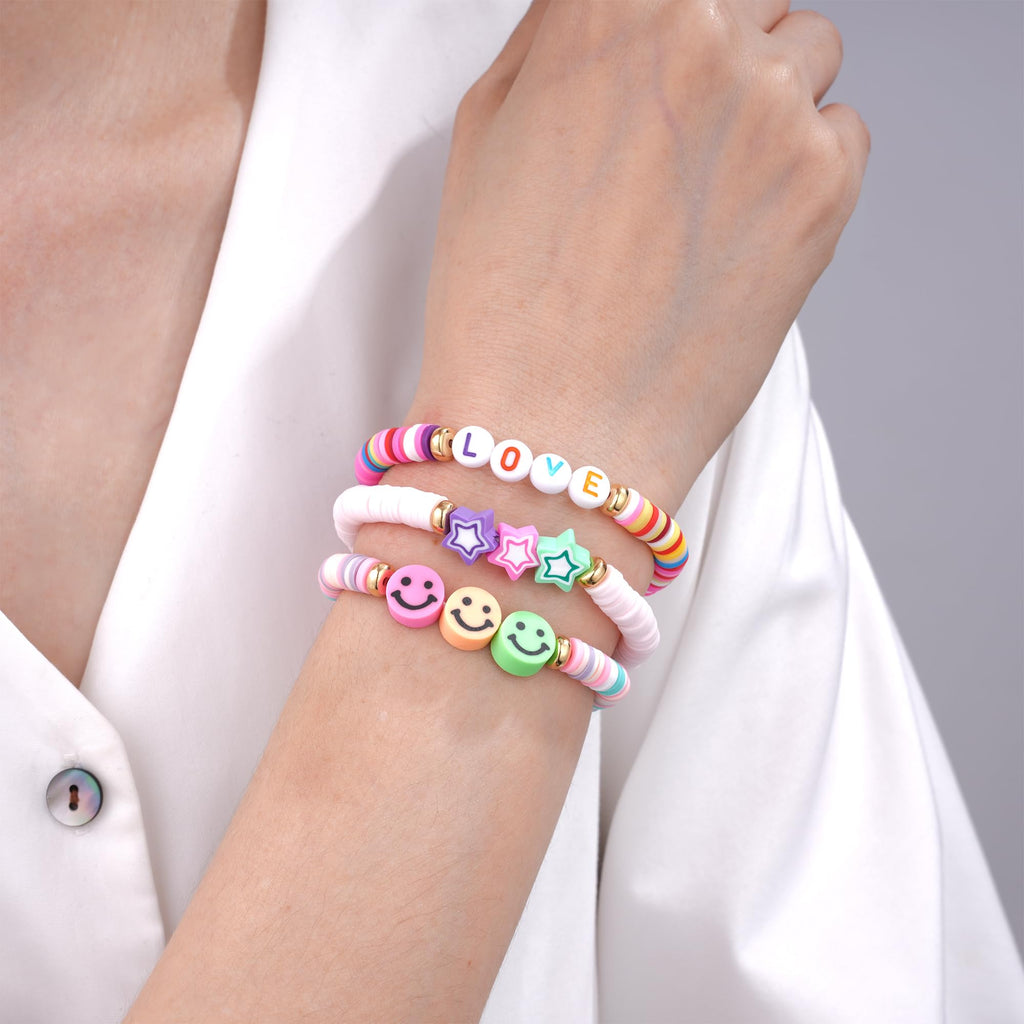 Friendship Bracelets for Girls, 10-Piece Cute Preppy Beaded Bracelet Set for Teen Girls, Matching Bracelets for Friends, Birthday Gifts for Daughter Granddaughter Niece