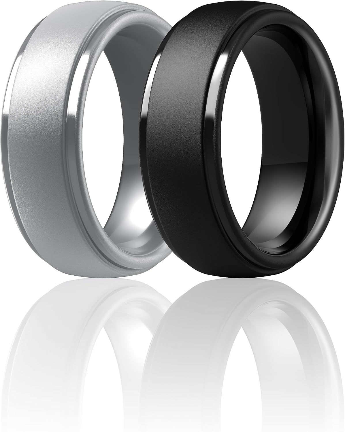 ThunderFit Silicone Rings for Men, Step Edge Rubber Wedding Bands 10mm Wide