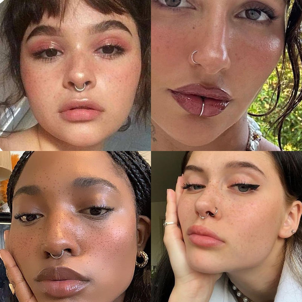 20G 18G 16G Titanium Nose Ring Hoop, Cartilage Hoop Earrings for Women Men Silver Gold Nose Ring Septum Ring Tragus Conch Helix Daith Lip Piercing Jewelry 6mm/7mm/8mm/9mm/10mm