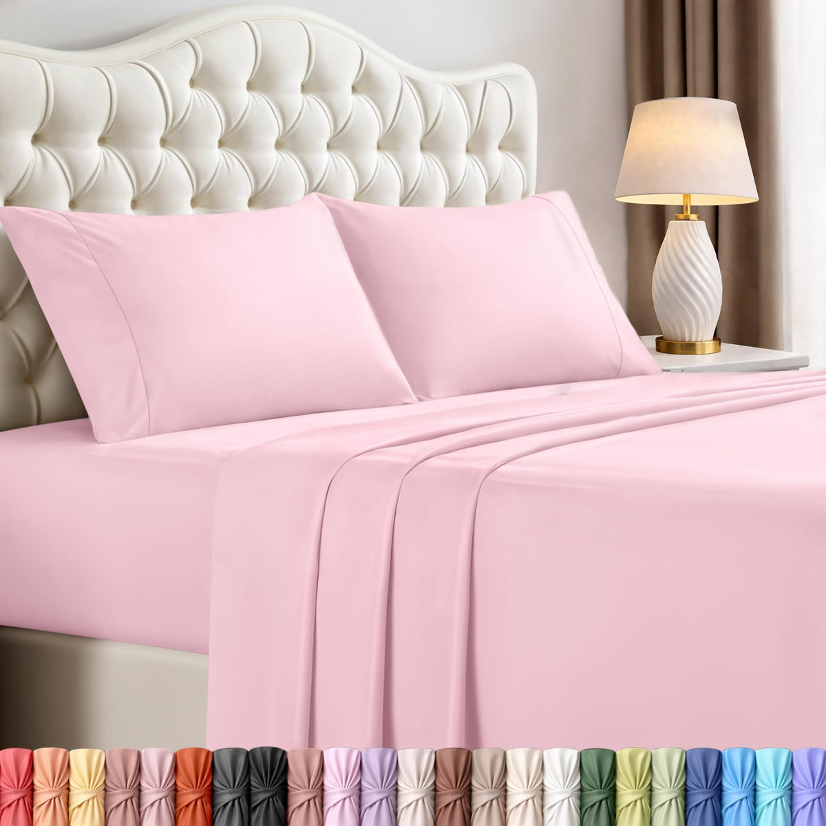 Queen Sheets Set, 4 Pieces 16" Deep Pocket Hotel Luxury Bed Sheets, Grey | Extra Soft Bedsheet Set, Comfy & Breathable Cooling Sheets, Wrinkle & Fade Resistant, Fitted Sheet, Flat Sheet, 2 Pillowcases