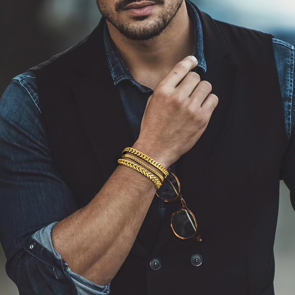 DAYANEY Mens Bracelet Silver and Gold Bracelet for Men Rakhi for Brother