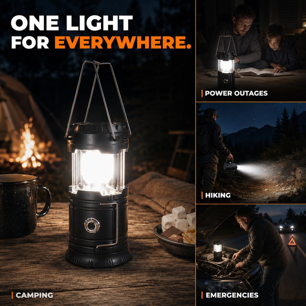 MalloMe Camping Lights LED Lantern Flashlights, Battery Operated Lamp Tent Lanterns for Power Outages, Camping Essentials Outdoor,Home,Emergency Gear, Hurricane Survival (3 AAA batteries not included)