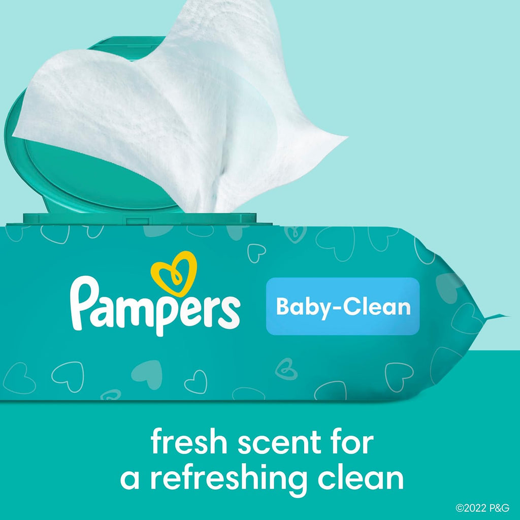 Pampers Baby Wipes, Complete Clean Baby Fresh Scented Wipe, Gently Cleans Head to Toe, 72 Total (1 Flip-Top Packs)