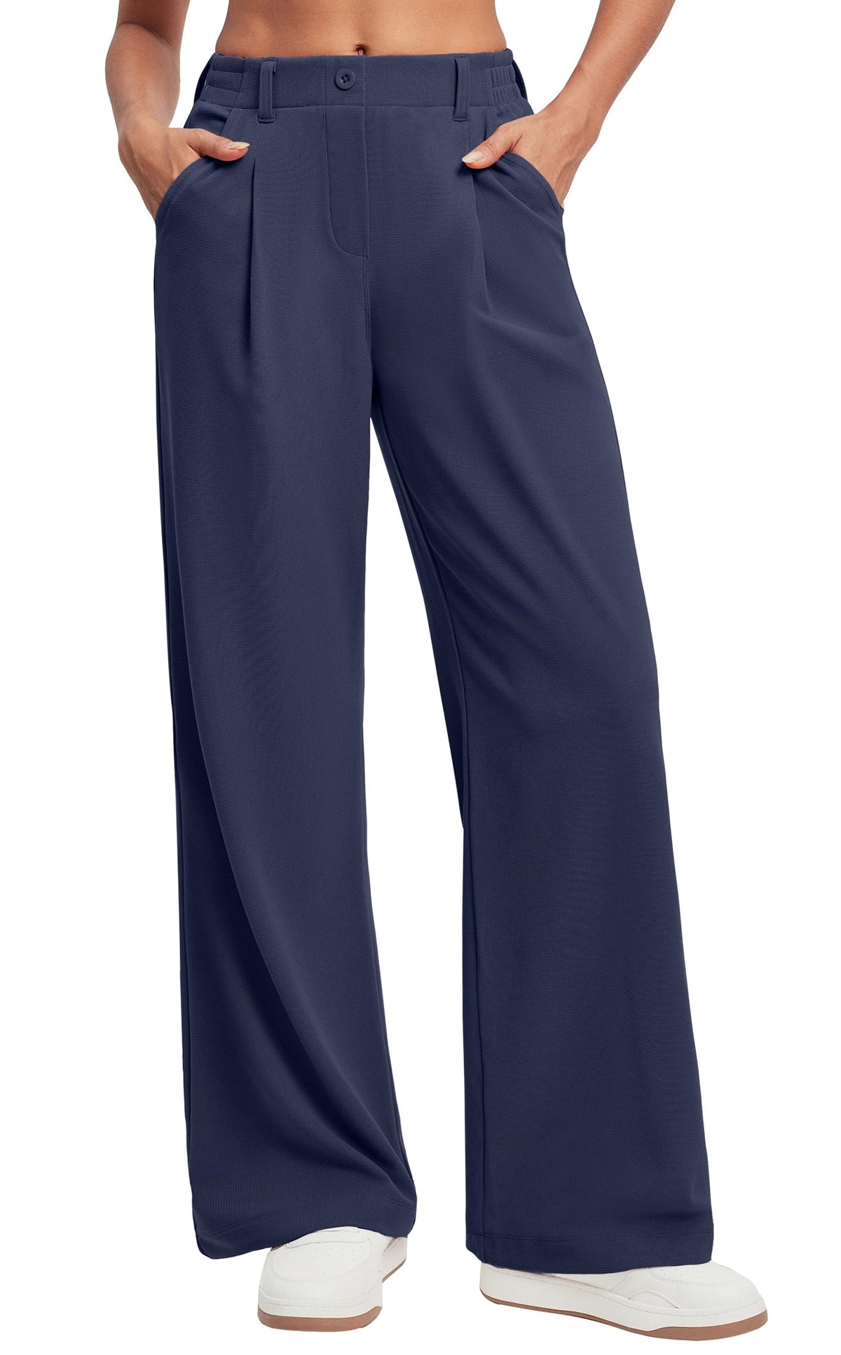 Ewedoos Wide Leg Dress Work Pants for Women Business Casual Office Outfits | Stretchy Pull on Slacks Trousers, Wrinkle-Resistant, 2 Side Pockets, Comfy for All-Day Wear, Business Casual, Travel,Teacher