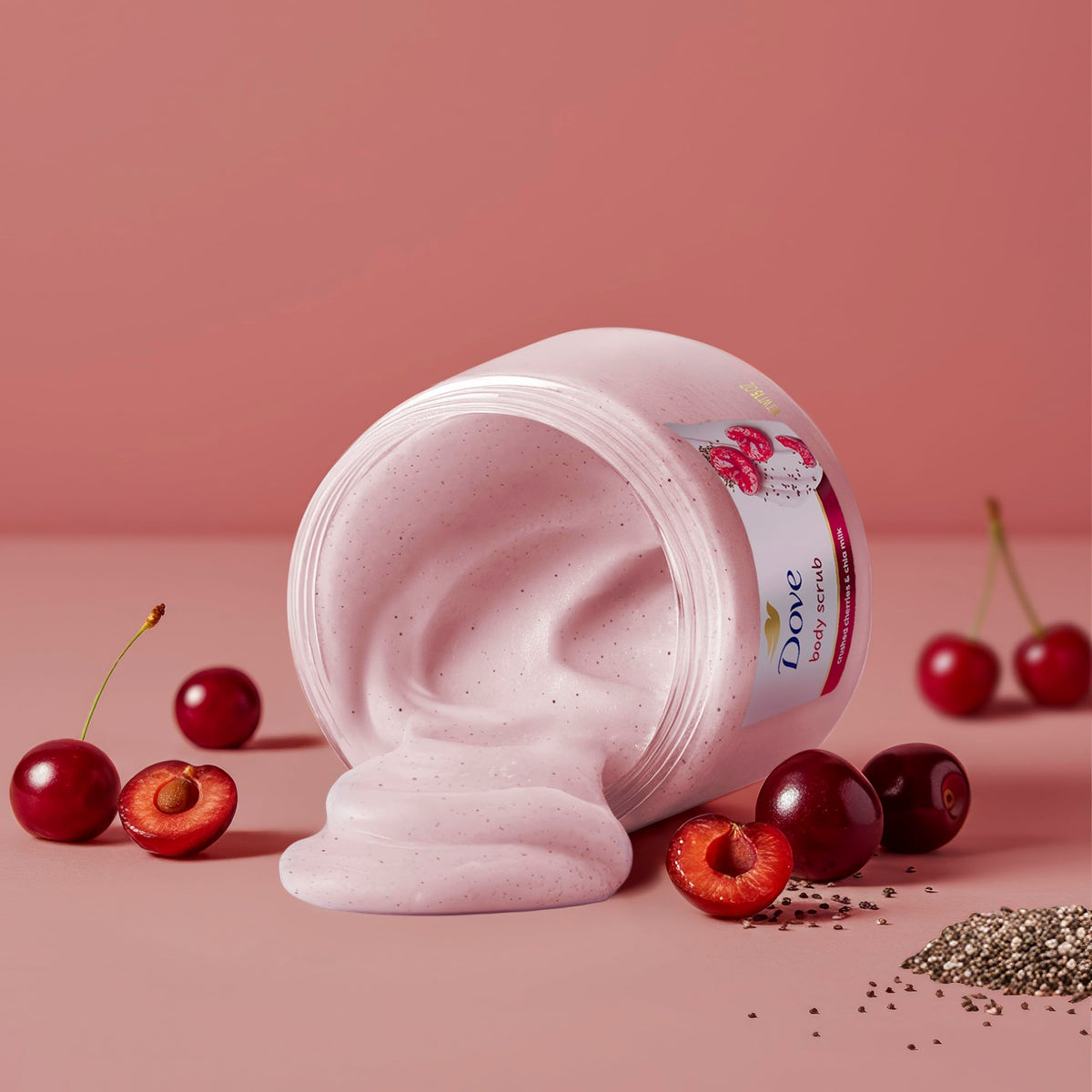 Dove Himalayan Salt & Rose Oil Body Scrub Exfoliates and Deeply 15 oz | For skin that needs polish, Helps reveal smooth skin, With Himalayan salt & Rose Oil