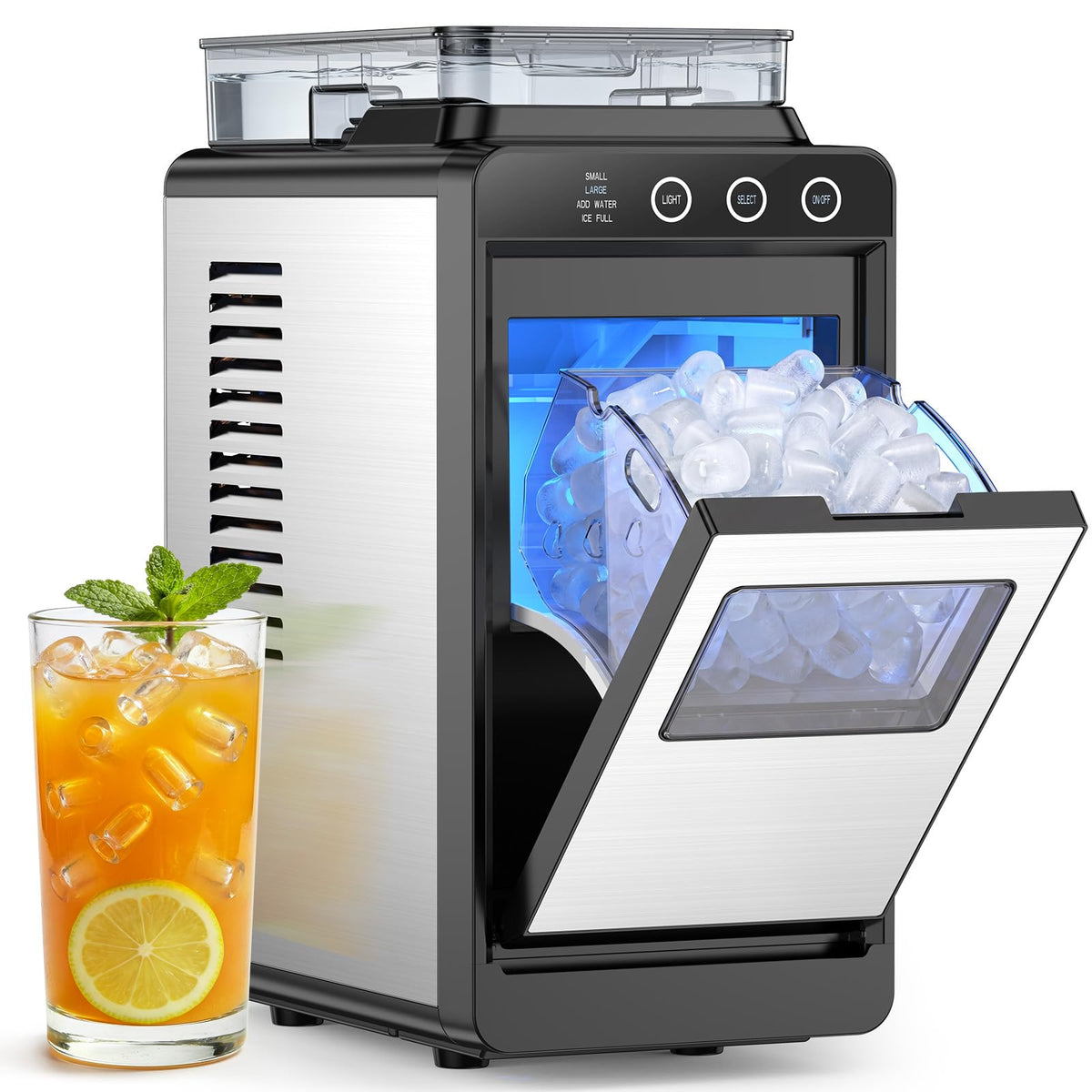 COWSAR Nugget Countertop Ice Maker, Automatic Ice Dispenser, 33 lbs/Day Chewable Pellet Ice Machine with Self-Cleaning & Measured Dispensing, Portable Ice Maker for Home, Kitchen, Office