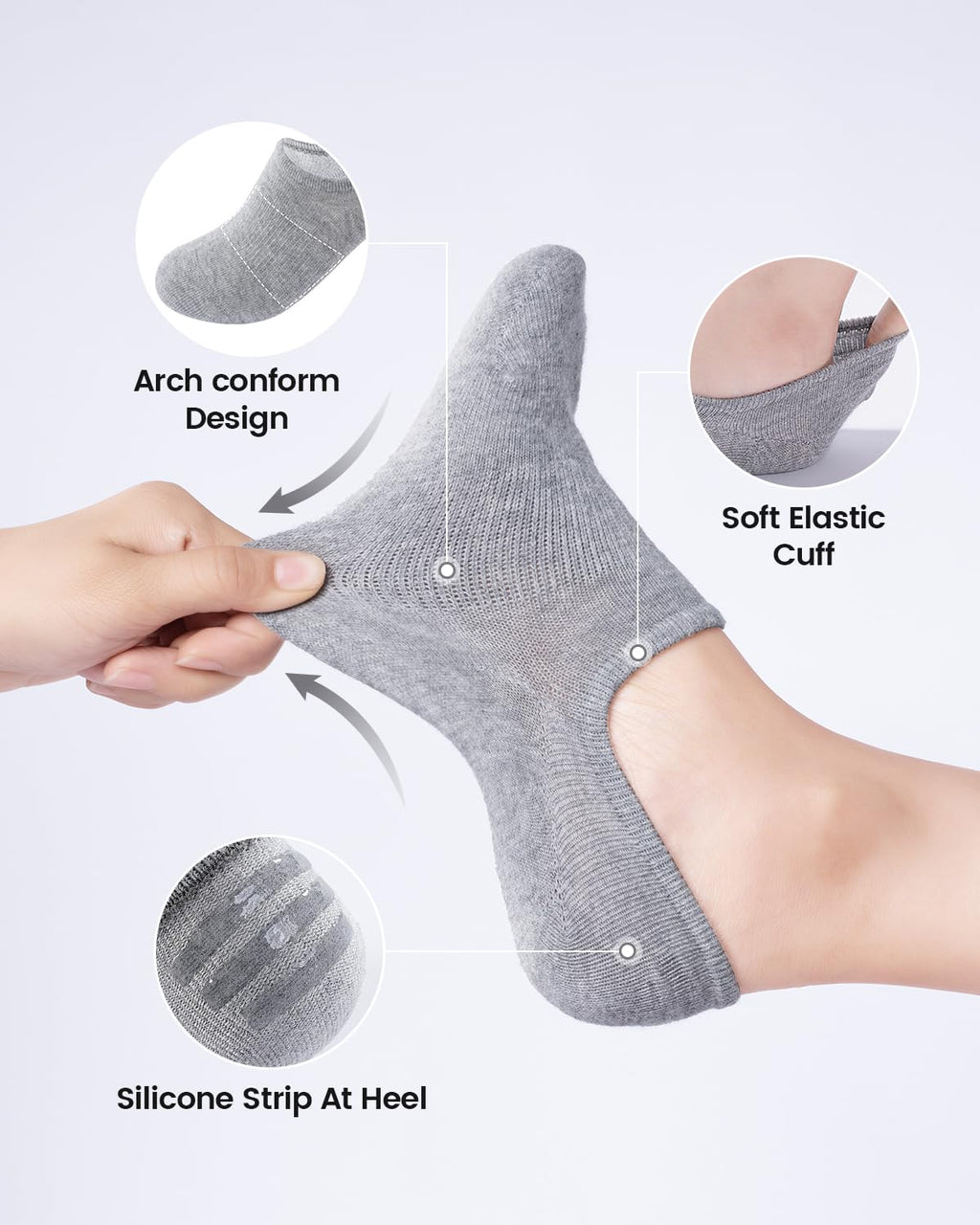 IDEGG Women & Men No Show Low Cut Anti‑Slip Casual Sports Running Socks