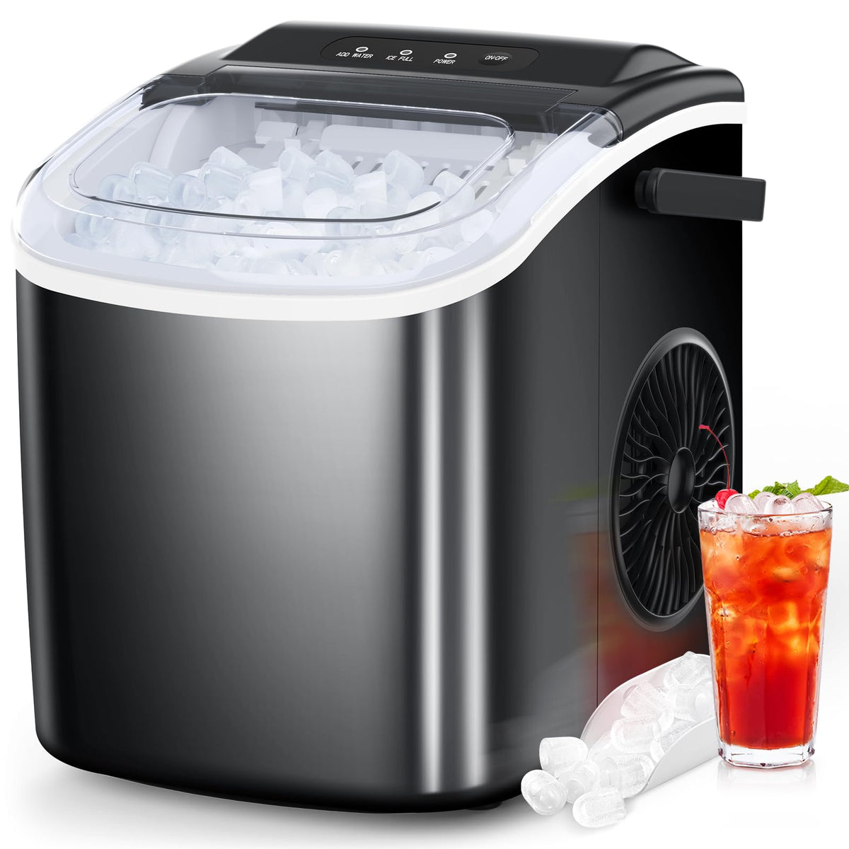 COWSAR Nugget Countertop Ice Maker, Automatic Ice Dispenser, 33 lbs/Day Chewable Pellet Ice Machine with Self-Cleaning & Measured Dispensing, Portable Ice Maker for Home, Kitchen, Office