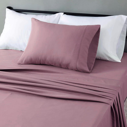 Amazon Basics Lightweight Super Soft Breathable Wrinkle-Resistant Microfiber 4-Piece Bed Sheet Set with 14-Inch Deep Pockets, Queen, Bright White, Solid