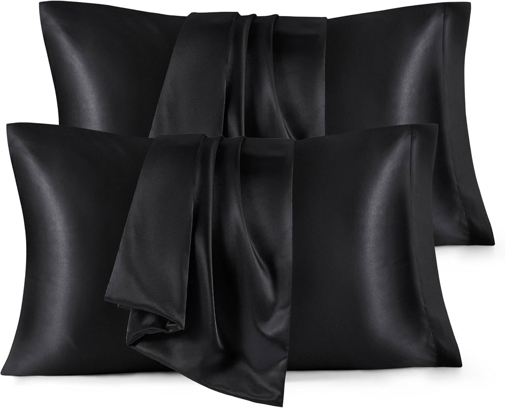Bedsure Satin Pillowcase, Similar to Silk Pillow Cases Queen Size Set of 2, Cooling Pillow Case Covers with Envelope Closure, Room Decor Gifts for Women Men, Silver Grey, 20x30 Inches, 2pcs
