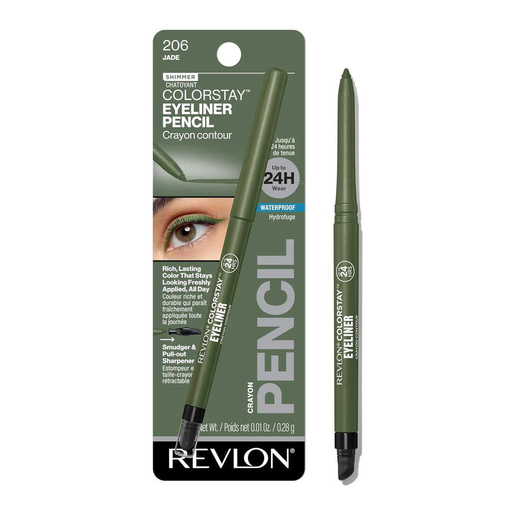 Revlon ColorStay Pencil Waterproof Eyeliner, 201 Black, 2 pack | Waterproof pencil eyeliner with built-in sharpener. Smudge-proof, long-lasting, intense matte color.