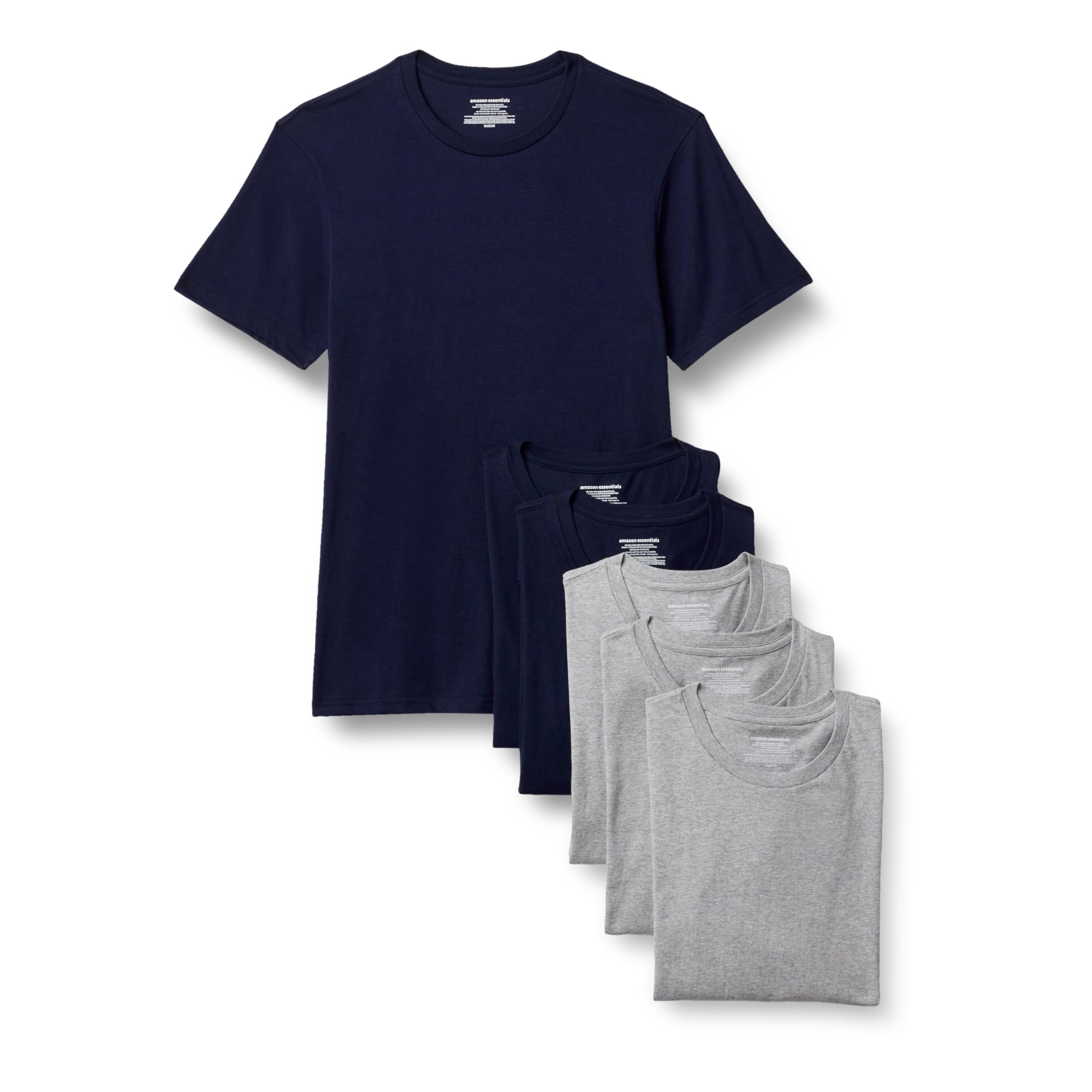 Amazon Essentials Men's Slim Fit Crewneck Undershirts, Pack of 6