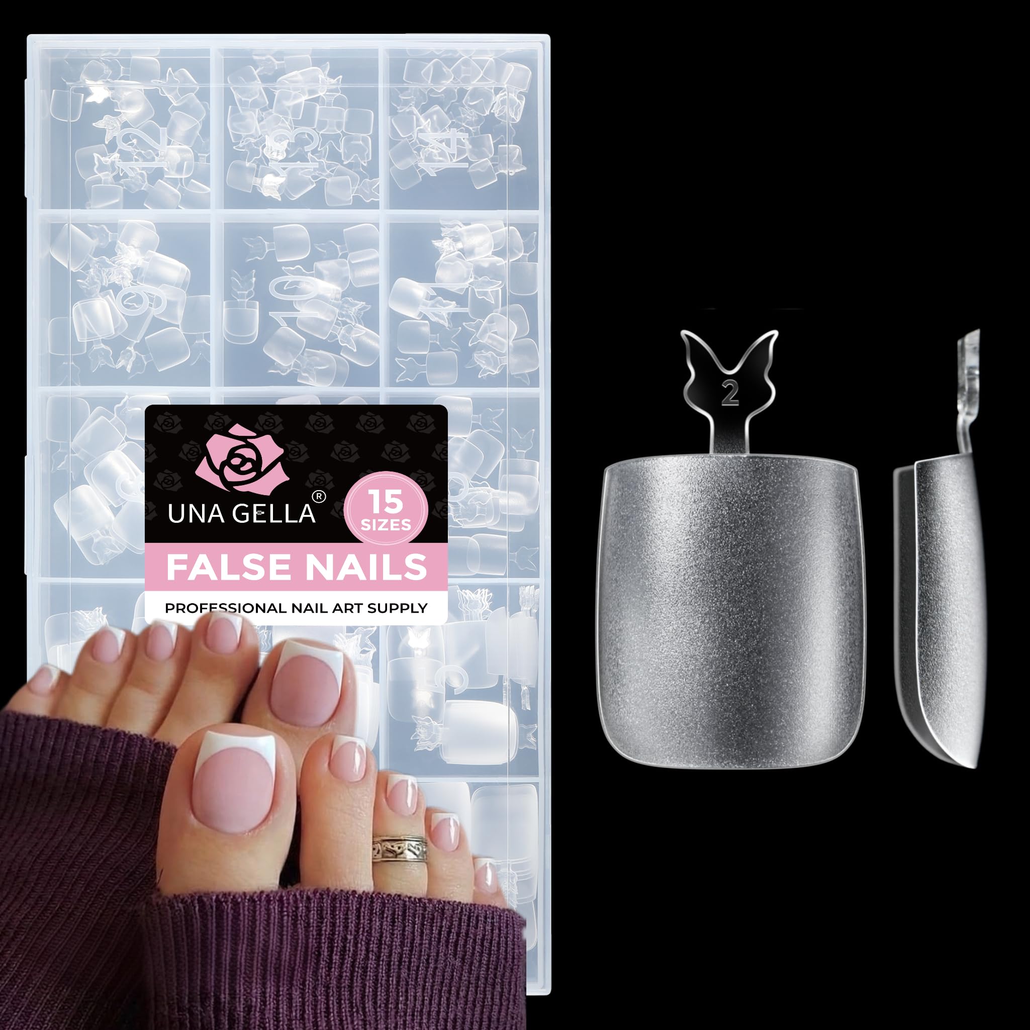 UNA GELLA Short Square Gel Nail Tips Squoval 216pcs Pre-Etched Full Cover | Short Squoval Press on Nails Square Round Oval Clear Acrylic Fake Nails Tips for Nail Extensions Home DIY Salon 12 Sizes