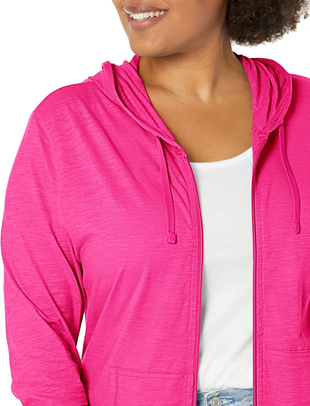 Hanes Women's Lightweight Full Zip Hoodie, Textured Cotton Zip Up, T-Shirt Hoodie