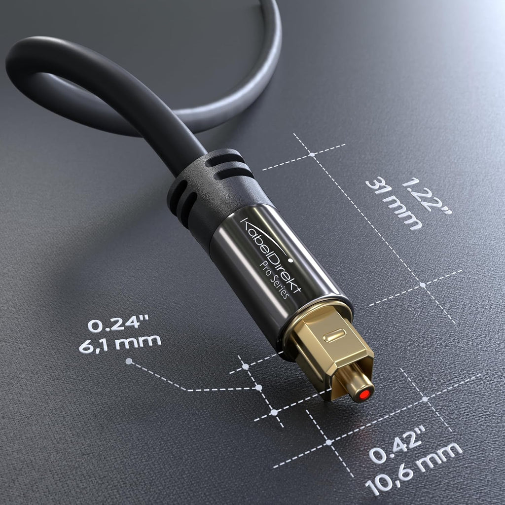 KabelDirekt – Optical Audio TOSLINK Cable – 6ft – Soundbar