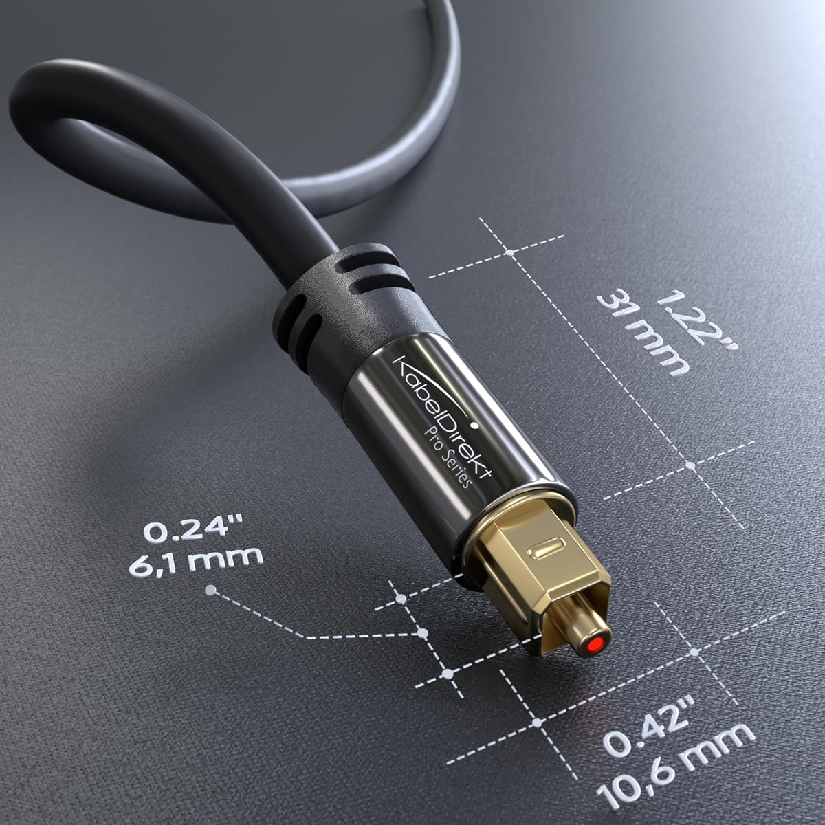 KabelDirekt – Optical Audio TOSLINK Cable – 6ft – Soundbar