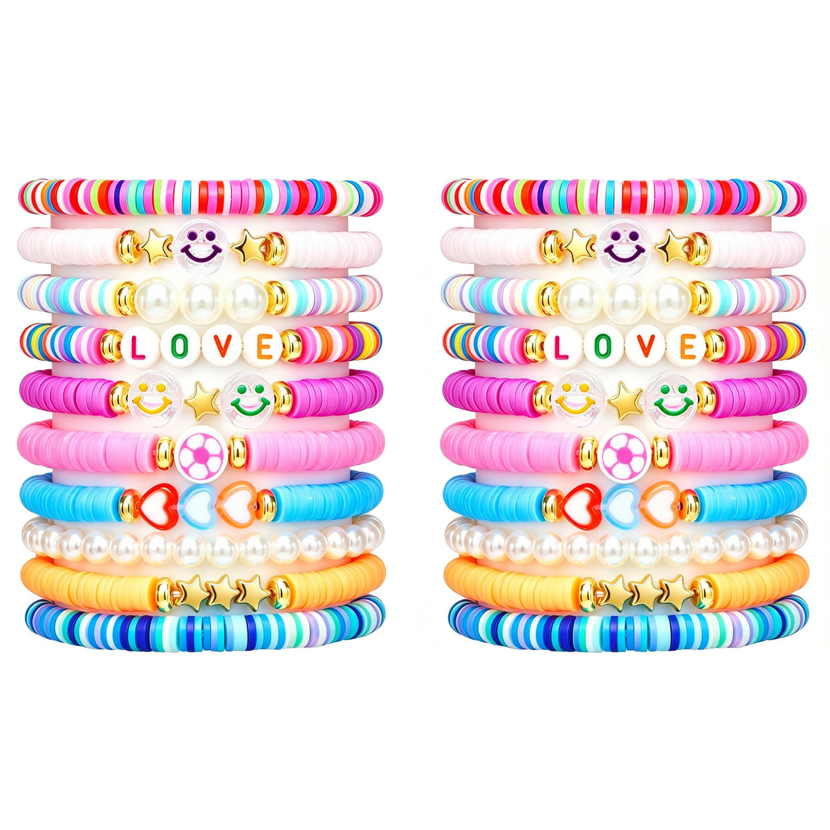Friendship Bracelets for Girls, 10-Piece Cute Preppy Beaded Bracelet Set for Teen Girls, Matching Bracelets for Friends, Birthday Gifts for Daughter Granddaughter Niece