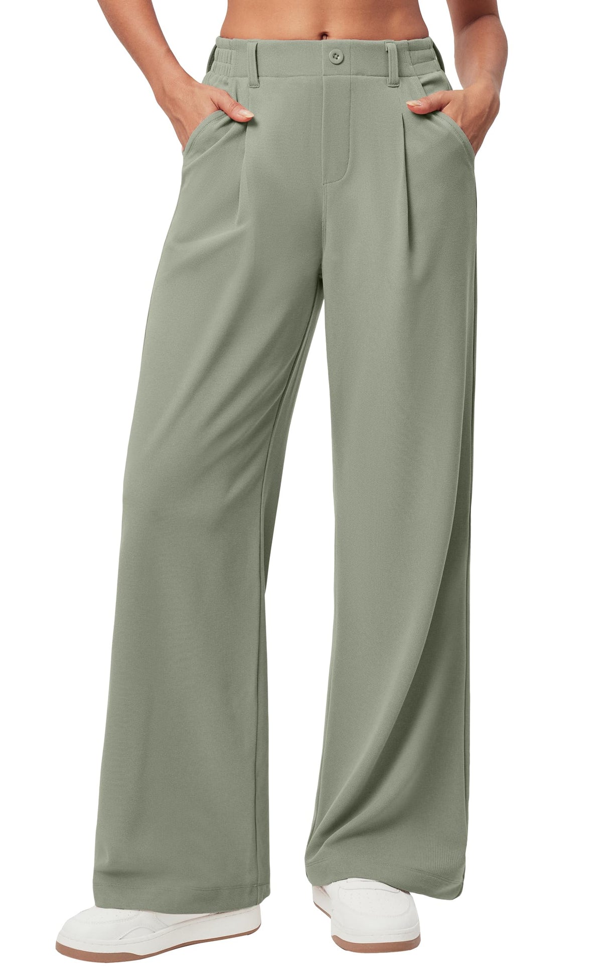 Ewedoos Wide Leg Dress Work Pants for Women Business Casual Office Outfits | Stretchy Pull on Slacks Trousers, Wrinkle-Resistant, 2 Side Pockets, Comfy for All-Day Wear, Business Casual, Travel,Teacher
