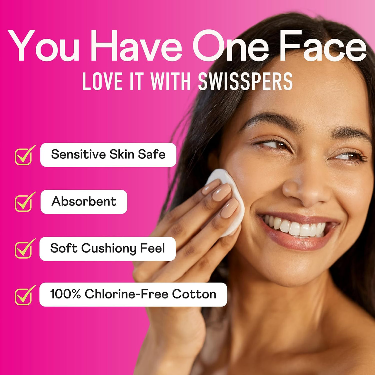 Swisspers Premium Cotton Rounds, Dual-Sided, 100 Count (Pack of 3) | Hypoallergenic, Textured Side, Lint-Free Side, Dermatologist-Tested, Chlorine-Free, 300 Total
