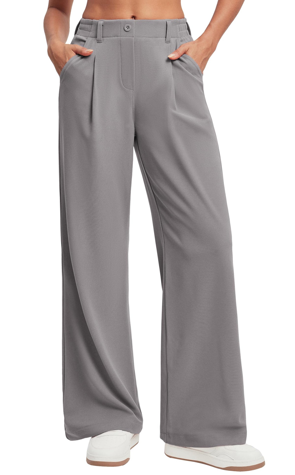 Ewedoos Wide Leg Dress Work Pants for Women Business Casual Office Outfits | Stretchy Pull on Slacks Trousers, Wrinkle-Resistant, 2 Side Pockets, Comfy for All-Day Wear, Business Casual, Travel,Teacher
