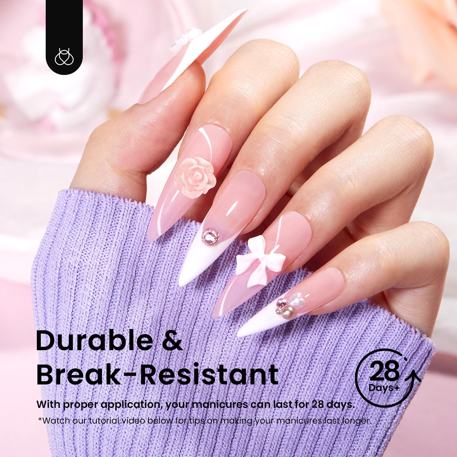 Beetles Soft Gel Nail Tips Short Almond 288pcs in 12 Sizes Etch-X | Pre-Etched Full Cover Acrylic Fake Nails, Salon Quality Nail Supplies, Easy DIY Extension Press On Nails, Gift for Women